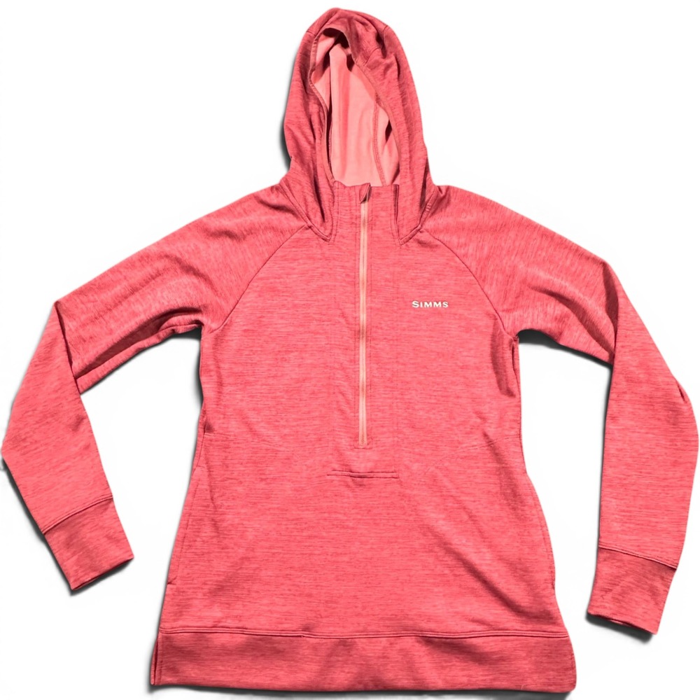 Simms Bugstopper Hoodie Women Small maroon Half Zip Insect Shield Fishing Top